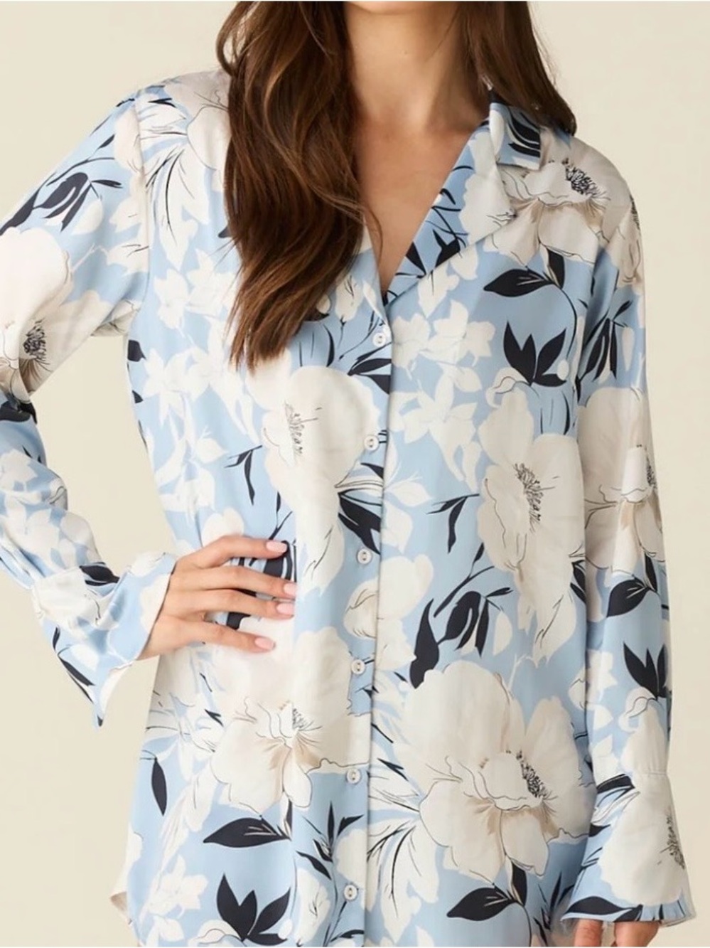 Mason Grey Luxury Pajama Set Light Blue Floral